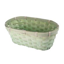 BAMBUSOVÝ PRÚTENÝ KÔŠ, OVÁLNY, LEMOVANÝ, ZELENÝ