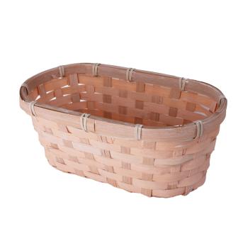 BAMBUSOVÝ PRÚTENÝ KÔŠ, OVÁLNY, S PODŠÍVKOU, BROSKYŇOVÝ