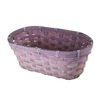 BAMBUSOVÝ PRÚTENÝ KÔŠ, OVÁLNY, LEMOVANÝ, LEVANDUĽOVO FIALOVÝ