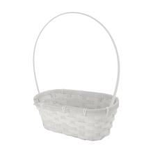 BAMBUSOVÝ PRÚTENÝ KÔŠ, OVÁLNY, VEĽKÝ VÝTOK, S PODŠÍVKOU, BIELY