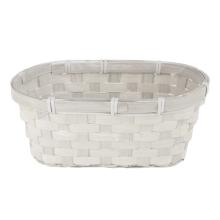 BAMBUSOVÝ PRÚTENÝ KÔŠ, OVÁLNY, S PODŠÍVKOU, BIELY