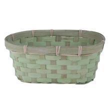 BAMBUSOVÝ PRÚTENÝ KÔŠ, OVÁLNY, LEMOVANÝ, ZELENÝ
