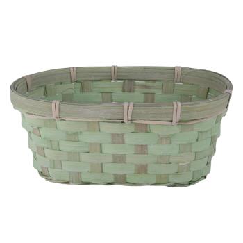 BAMBUSOVÝ PRÚTENÝ KÔŠ, OVÁLNY, LEMOVANÝ, ZELENÝ