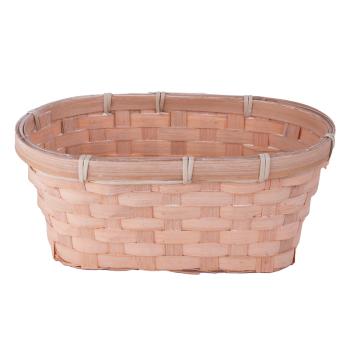 BAMBUSOVÝ PRÚTENÝ KÔŠ, OVÁLNY, S PODŠÍVKOU, BROSKYŇOVÝ