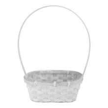 BAMBUSOVÝ PRÚTENÝ KÔŠ, OVÁLNY, VEĽKÝ VÝTOK, S PODŠÍVKOU, BIELY