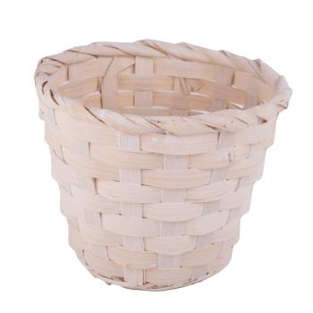 BAMBUSOVÝ PRÚTENÝ KÔŠ, OKRÚHLY, S PODŠÍVKOU, BIELY