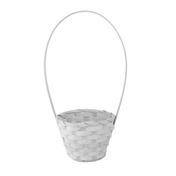 BAMBUSOVÝ PRÚTENÝ KÔŠ, OKRÚHLY, S VEĽKOU VÝLEVKOU, LEMOVANÝ, BIELY