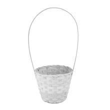 BAMBUSOVÝ PRÚTENÝ KÔŠ, OKRÚHLY, S PODŠÍVKOU, BIELY