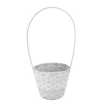 BAMBUSOVÝ PRÚTENÝ KÔŠ, OKRÚHLY, S PODŠÍVKOU, BIELY