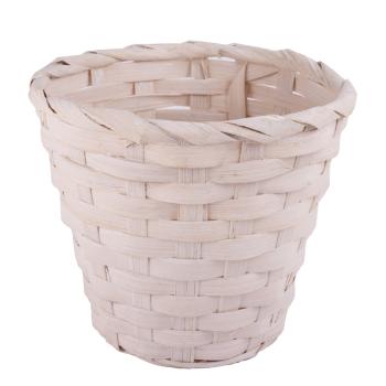 BAMBUSOVÝ PRÚTENÝ KÔŠ, OKRÚHLY, S PODŠÍVKOU, BIELY