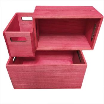 SÚPRAVA DREVENÝCH DEBNIČIEK, 3 KUSY, ČERVENÁ