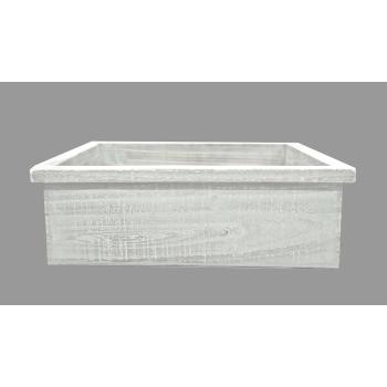 DREVENÁ DEBNIČKA NA KVETY S OKRAJOM, BIELA