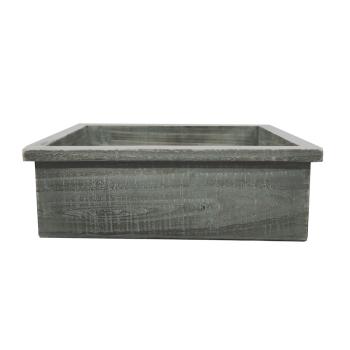 DREVENÝ KVETINÁČ S OKRAJOM, SIVÝ