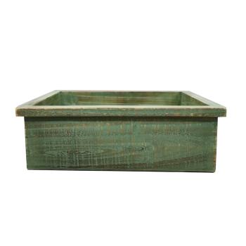 DREVENÝ KVETINÁČ S OKRAJOM, ZELENÝ