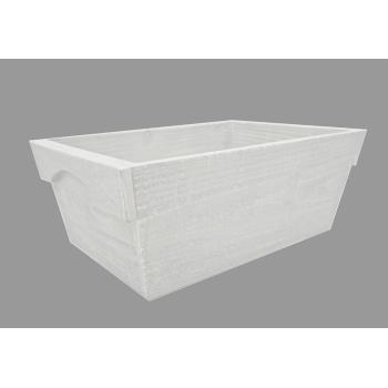 DREVENÝ DRŽIAK NA KVETY S OKRAJOM, BIELY