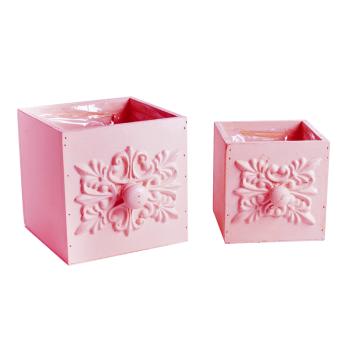 SÚPRAVA DREVENÝCH BEŽCOV NA ZÁSUVKY, 2 KUSY, KVETINA, RUŽOVÁ