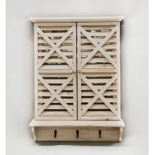 NÁSTENNÉ ZRKADLO, DREVENÉ DVIERKA, S HÁČIKMI V SPODNEJ ČASTI, PRÍRODNÝ POVRCH