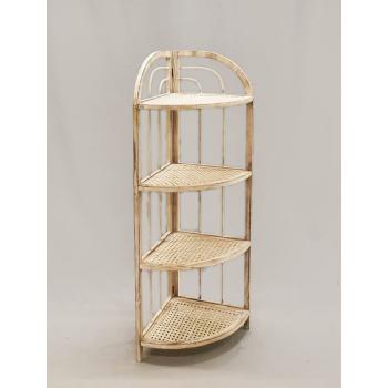 BAMBUSOVÁ ROHOVÁ POLICA, 4 KUSY, PÁLENÁ