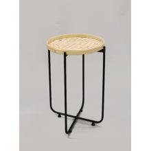 BAMBUSOVÝ STÔL S KOVOVÝMI NOHAMI, OKRÚHLY, SPÁLENÝ