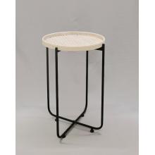 BAMBUSOVÝ STÔL S KOVOVÝMI NOHAMI, OKRÚHLY, PRÍRODNÝ