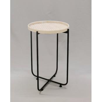 BAMBUSOVÝ STÔL S KOVOVÝMI NOHAMI, OKRÚHLY, PRÍRODNÝ