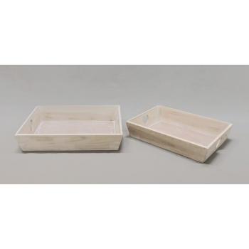 SÚPRAVA DREVENÝCH PODNOSOV, 2 KUSY, PRÍRODNÁ