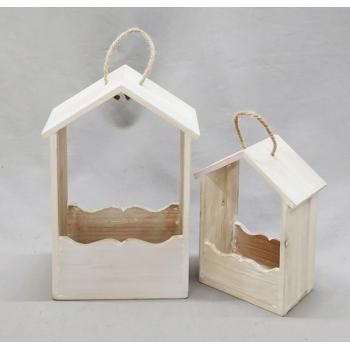DREVENÝ DOMČEK NA SUDY, 2 KUSY, ZÁVESNÝ, PRÍRODNÝ