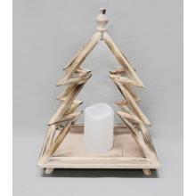 DREVENÁ BOROVICA, S LED SVIEČKOU, VYPÁLENÁ