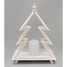 DREVENÝ BOROVICOVÝ STROMČEK S LED SVIEČKOU, BIELY