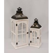 SADA DREVENÝCH KOVOVÝCH SVIETIDIEL, 2 KUSY, BIELA