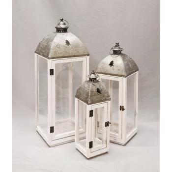 DREVENÁ, KOVOVÁ SÚPRAVA LÁMP, 3 KUSY, BOROVICOVÉ DREVO, STAROŽITNÉ STRIEBRO