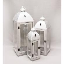 DREVENÁ, KOVOVÁ SÚPRAVA LÁMP, 3 KUSY, BOROVICOVÉ DREVO, STAROŽITNÉ STRIEBRO