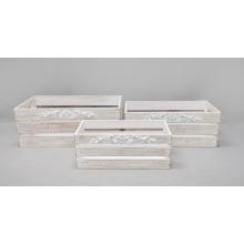 SÚPRAVA DREVENÝCH DEBNIČIEK, 3 KUSY, BIELA