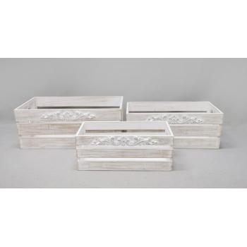 SÚPRAVA DREVENÝCH DEBNIČIEK, 3 KUSY, BIELA