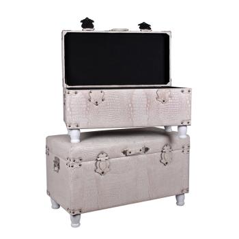 CESTOVNÝ KUFOR Z DREVA + PU 2 KUSY KRÉMOVÝ