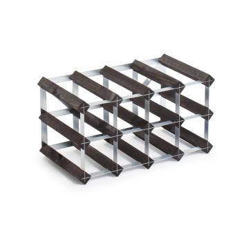 DREVENÝ STOJAN NA VÍNO 12 PRIEHRADIEK, TMAVÝ DUB