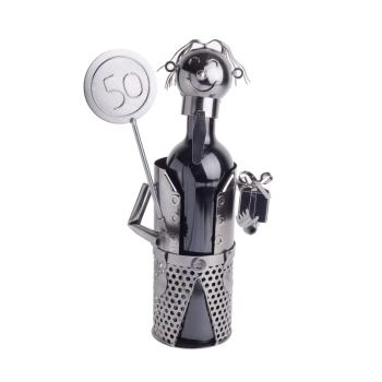 KOVOVÝ STOJAN NA VÍNO S 50 NARODENINOVOU DOSKOU