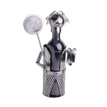 KOVOVÝ STOJAN NA VÍNO, S TANIEROM NA 60 NARODENÍN