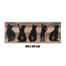DREVENÝ VEŠIAK, 5 KUSOV, PRÍRODNÉ A ČIERNE MAČKY