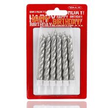 NARODENINOVÁ SVIEČKA, 12 KUSOV, STRIEBORNÁ