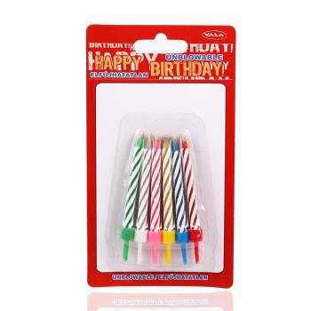 NARODENINOVÁ SVIEČKA, 12 SVIEČOK, 12 KUSOV, PRUHOVANÉ