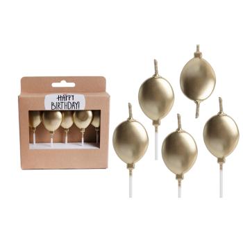 SADA NARODENINOVÝCH SVIEČOK, 5 BALÓNOV, ZLATÁ A STRIEBORNÁ