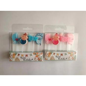 SADA 5 SVIEČOK NA NARODENINY, DETSKÁ PÁRTY, RUŽOVÁ A MODRÁ