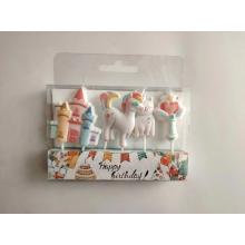 NARODENINOVÁ SVIEČKA, SADA 4 KS, JEDNOROŽEC, HRAD, MAČKA, VTÁK