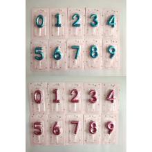 ČÍSLA NARODENINOVEJ SVIEČKY, LAKOVANÉ, 0-9, MODRÉ A RUŽOVÉ