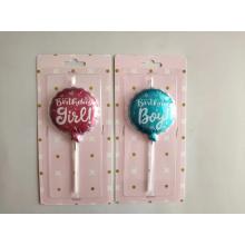 NARODENINOVÝ BALÓNIK SO SVIEČKOU S NÁPISOM " BIRTHDAY GIRL VAGY BOY", RUŽOVÝ ALEBO MODRÝ