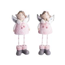 POLYRESINOVÝ ANJEL DIEVČA SO STRIEBORNÝM KRÍDLOM, RUŽOVÝ