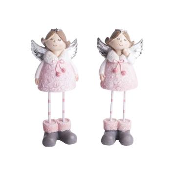 POLYRESINOVÝ ANJEL DIEVČA SO STRIEBORNÝM KRÍDLOM, RUŽOVÝ