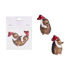 POLYRESINOVÝ JEŽKO, SADA 2 KS, S HRÍBIKOM, HNEDÝ