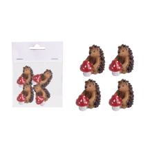 POLYRESINOVÝ JEŽKO, SADA 4 KS, S HRÍBIKOM, HNEDÝ